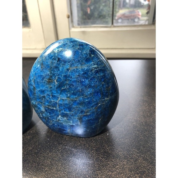 Blue APATITE Polished Crystal Freeform Set Standup - Madagascar Bluestones - Picture 14 of 16
